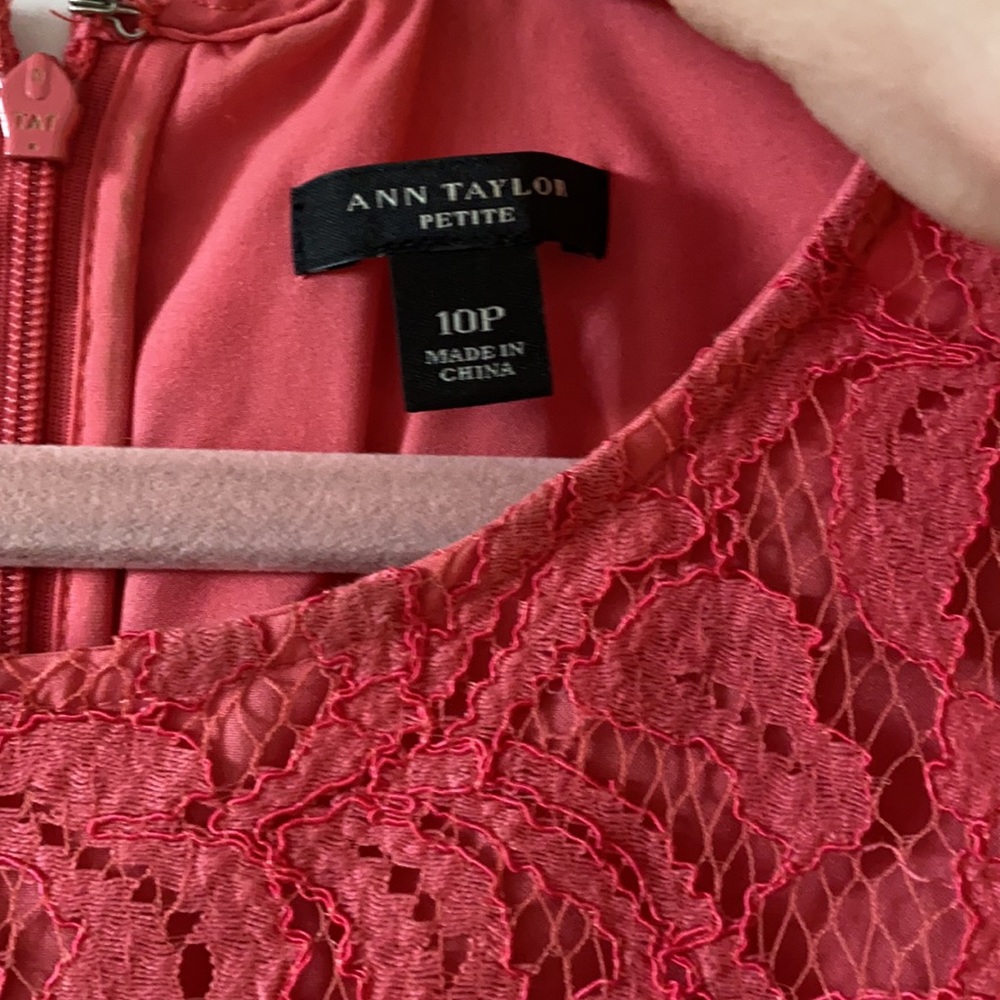 Ann Taylor pink/salmon lace mini dress - Picture 4 of 5